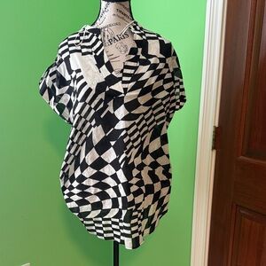 Black and White Checkered Women's Top